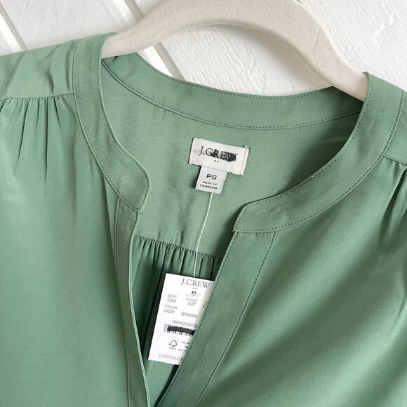 J.Crew Factory Petite Popover Placket Blouse in Gatlin Green Petite Small PS NWT - Picture 6 of 9